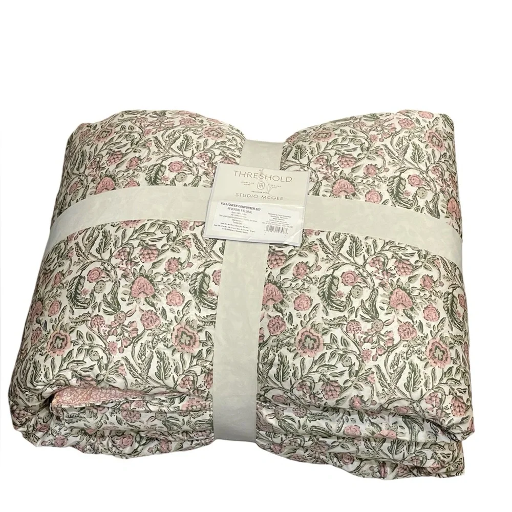 Full/Queen 3pc Reversible Floral Comforter Set - Threshold with Studio McGee